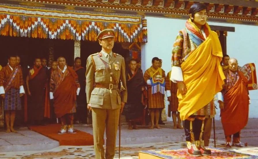His Majesty the Fourth Druk Gyalpo at Tashichho Dzong, Thimphu, 2 June 1974